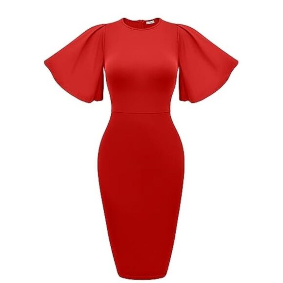 Sexy Crew Neck Half Sleeve Hips-Wrapped Slim Fit Party Autumn Dress - Picture 3 of 14